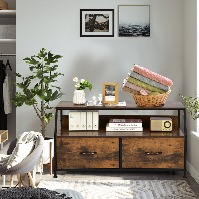 Wood dresser with 2024 metal accents